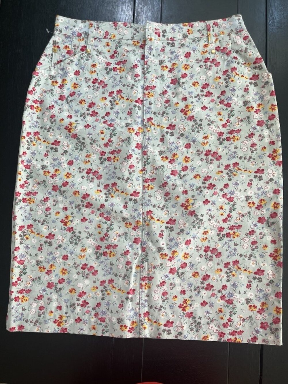 Oliver Grant Paris Floral Cotton Skirt size 46 10/12 Cottagecore French Country